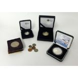 Four coins including Royal Mint Robert Burns 2009 £2 silver proof coin, 1951 crown, 2006