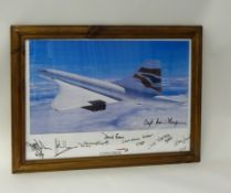 Concorde poster signed by the captain and the crew, 42cm x 61cm
