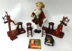 Modern porcelain doll and furniture group (Mozart)