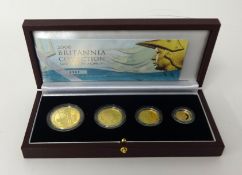 Britannia Collection gold proof four coin set, 2006, £100 to £10, approximately 62.99g, cased