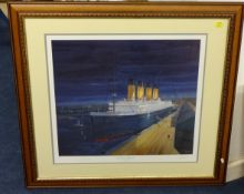 Collection of modern Titanic memorabilia including signed Simon Fisher print 'By Dawns Early