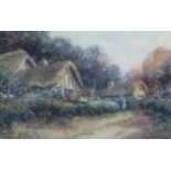 LEYTON FORBES late 19th/ early 20th century pair of watercolours 'Cornish Cottages' signed, 15.5cm x