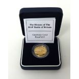 The History of The RAF Battle of Britain, £25, 22ct gold coin, 7.98g, cased