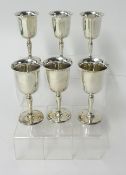 Set of six modern silver sherry goblets circa 1977, approximately 589g