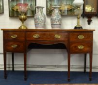 George III mahogany and cross banded sideboard fitted with drawers, cupboards and drinks slide,