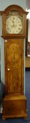 19th century pine longcase clock, 30 hour, painted dial, 202cm tall
