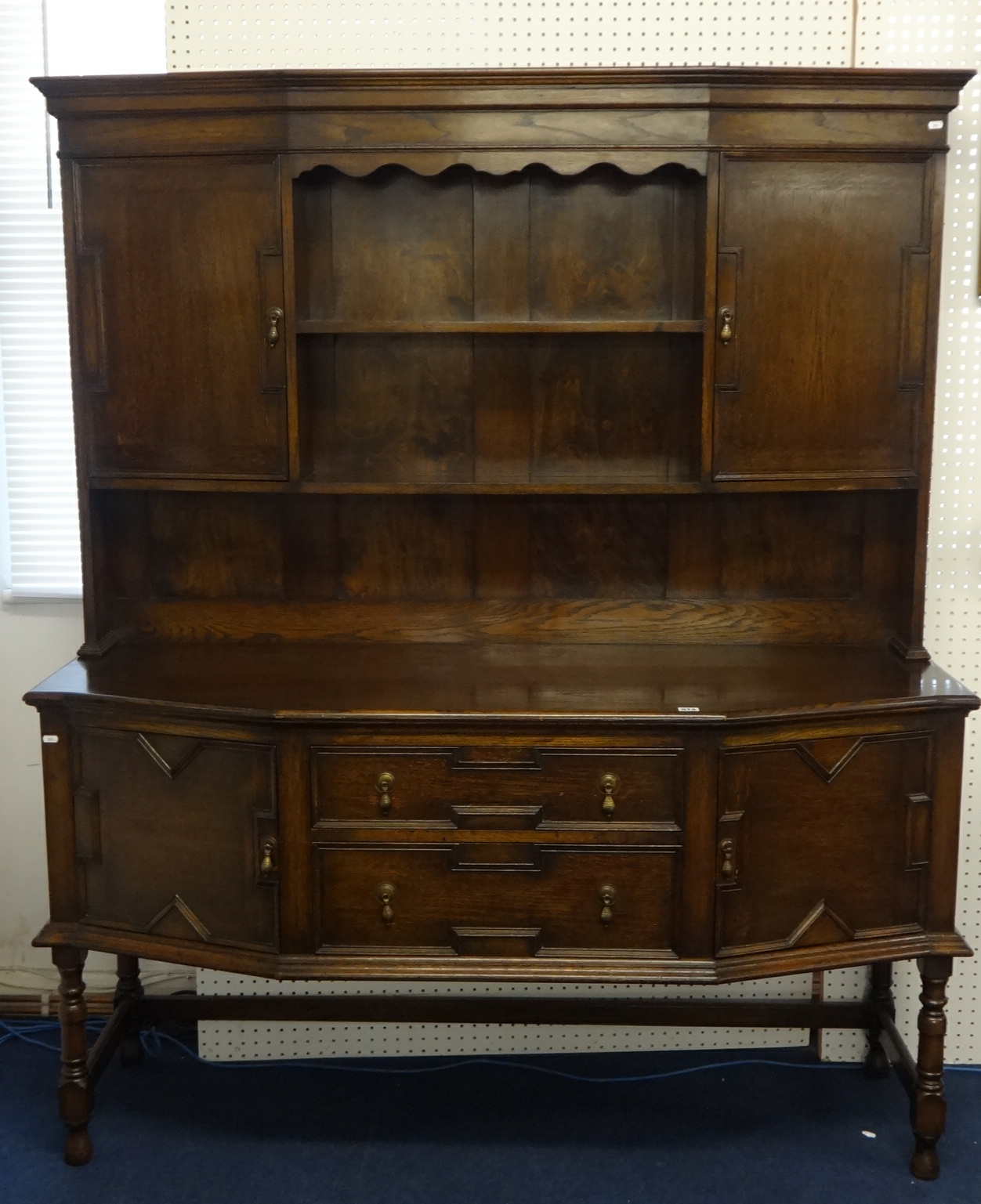 Reproduction Jacobean dresser in two parts 185cm x 145cm wide