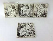 Brown Westhead And Moore group of four fireplace tiles ' The Four Seasons'