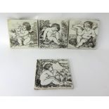 Brown Westhead And Moore group of four fireplace tiles ' The Four Seasons'