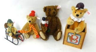 Three Steiff bears 'Sledge Set 2002, Teddy Bear Nut Cracker and Teddy Bear Jack in The Box',