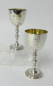 Pair modern silver QEII silver Wedding Goblets by Garrard London, limited edition, 390g