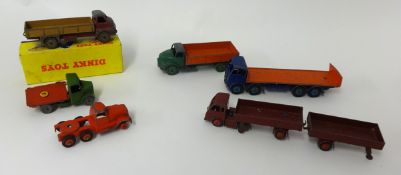 Four Dinky flatbed lorries including No 408, boxed,  418 part boxed etc (6)