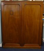 A mahogany double sided collectors cabinet, 159cm high x 130cm wide x 91cm deep, Provenance;The