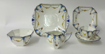 Shelley 'Garlands of Fruit' trio, bread plate, milk jug and sugar bowl
