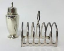 George V silver toast rack and sugar sifter, 229g