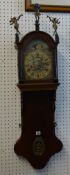 Reproduction Dutch wall clock in burr walnut case, 90cm tall