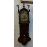 Reproduction Dutch wall clock in burr walnut case, 90cm tall