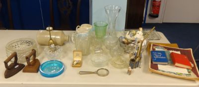 Various glass ware, figurines including Doulton Amanda HN 2996, opium pipe etc