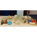 Various glass ware, figurines including Doulton Amanda HN 2996, opium pipe etc