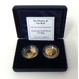 The History of The RAF, Guernsey gold proof 25 pound coins, 22ct gold, 7.95. cased