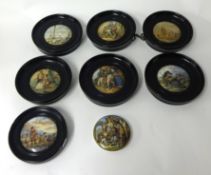 Eight various Pratt ware pot lids including Trafalgar Square (8)