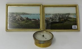 Negretti and Zambra barometer and two Scilly Isles photographs (formally from a Scilly's