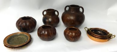 Various copper dishes, African pots and bowls