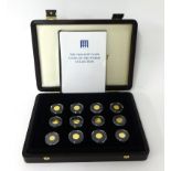 Westminster set of twelve 'Smallest Gold Coins of The World Collection' each 24ct gold approximately