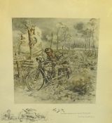 After C.J. PAYNE (Snaffles)(1884-1967) 'The D.R, Motorcycle print', image size 28cm x 30cm,