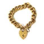 9ct gold curb link bracelet with padlock clasp, 17g