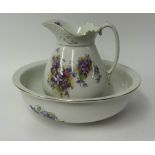 Jug and basin set with flower design