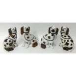 Two pairs of copper lustre and other Staffordshire dogs