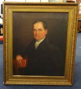 A 19th century portrait of a gentleman, unsigned, in gilt frame, 76cm x 60cm