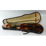 Violin, cased with paper label 'Berini'