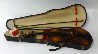 Violin, cased with paper label 'Berini'