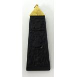 Wedgwood black basalt Egyptian pendant with gold ball, cased