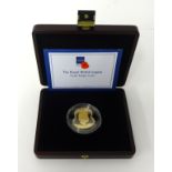 Royal British Legion gold poppy coin, 22 ct Gold £5 coin, 28g, cased
