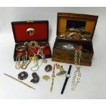 Various general costume jewellery, the contents of two boxes and a bag (3)