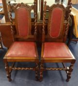 Set of five oak framed and barley twist 1920's dining chairs