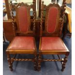 Set of five oak framed and barley twist 1920's dining chairs