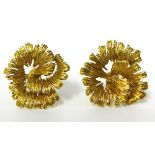 Pair of 9ct gold leaf earrings, approximately 10g