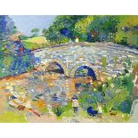 FRED YATES oil on canvas 'Bridge at Vosbers', 45.5cm x 35cm