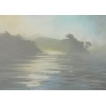 RICHARD LANNOWE HALL giclee print of original paintings 'Dawn Helford Estuary', 24cm x 35cm