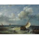 Modern oil on board RMZ Dutch style marine scene, 31cm x 37cm overall