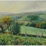 KEITH BENNETT watercolour, 'View to Calstock From Bere Alston', 35cm x 34cm