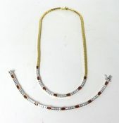 Fine 18ct gold and ruby necklace and matching bracelet with certificates dated 2008 made by D