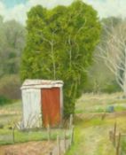 DAVID GRAY oil on canvas 'The Allotment, Plymouth', 29.5cm x 24cm