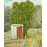 DAVID GRAY oil on canvas 'The Allotment, Plymouth', 29.5cm x 24cm