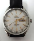 A near new Gents Omega Seamaster Co Axial, Chronometer wrist watch, 500 feet with calendar, with