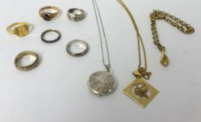 Various gold and other dress rings and jewellery (gold content approx 20g)